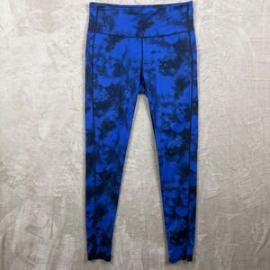 Athleta Chaturanga Blue Black Tie Dye Athletic Leggings Pants Women's Size M